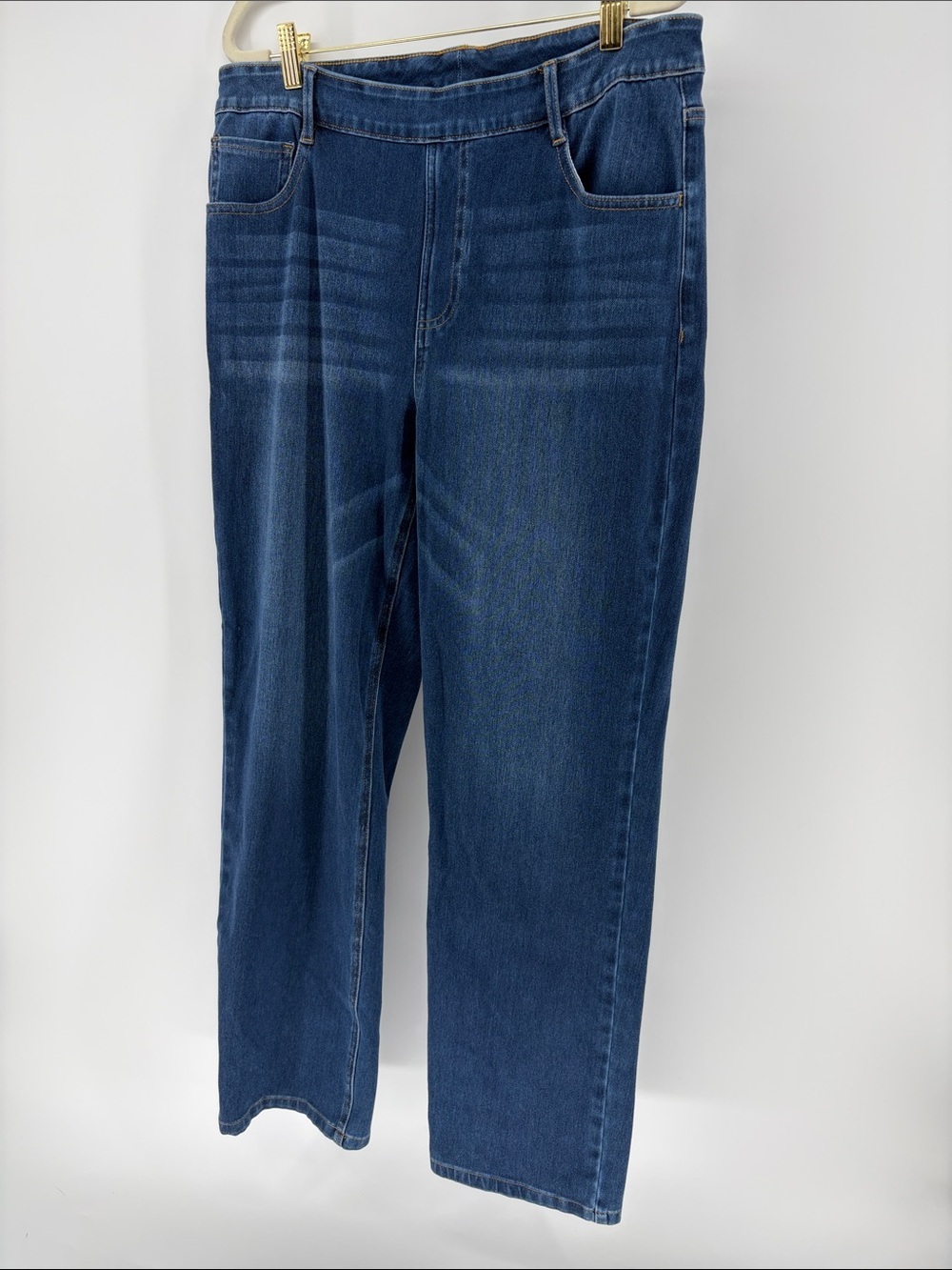 Halara XLT Xl Tall Pull on Straight Leg Jeans Medium Wash